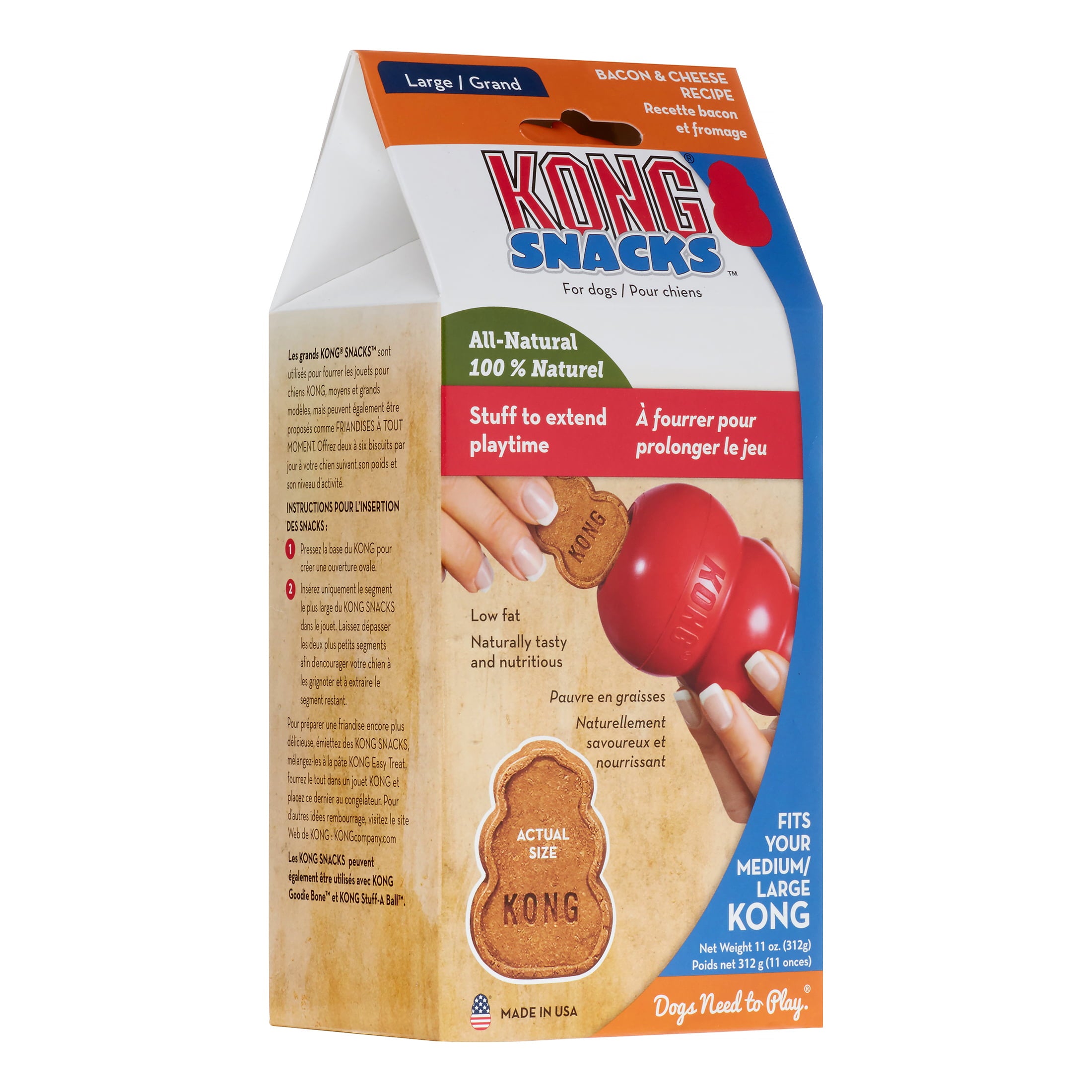 KONG Snacks Large Bacon and Cheese Dry Dog Treat， 11 Oz.