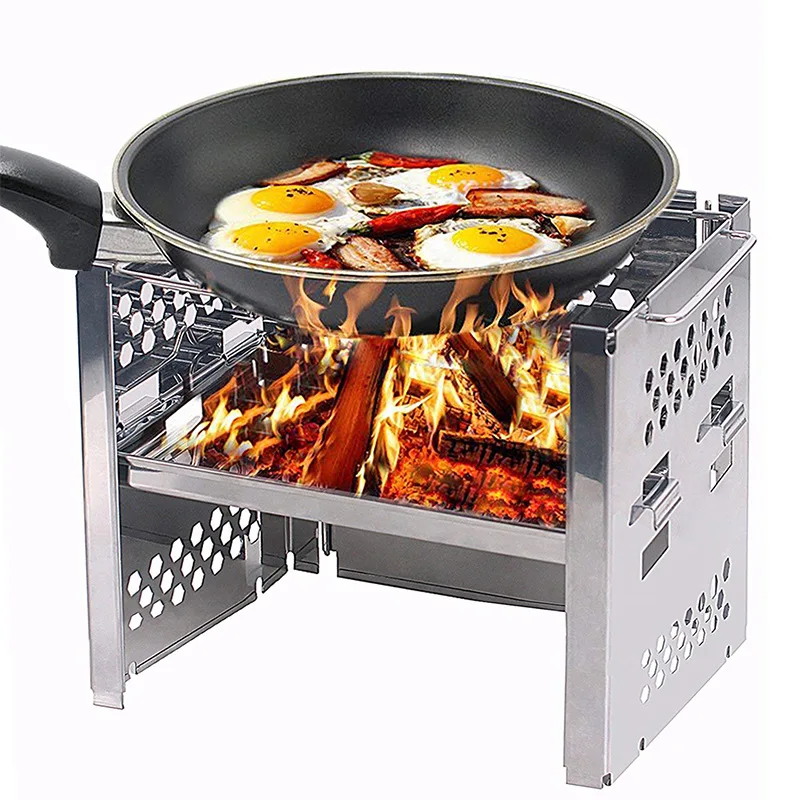 Outdoor Multi purpose Square Stainless Steel Open Air Mini Barbecue Grill Designs Charcoal Wood Stove