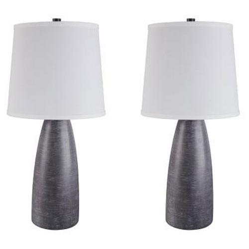 Signature Design by Ashley Shavontae Modern Table Lamp， Set of 2 Lamps， 27.5 ， Gray