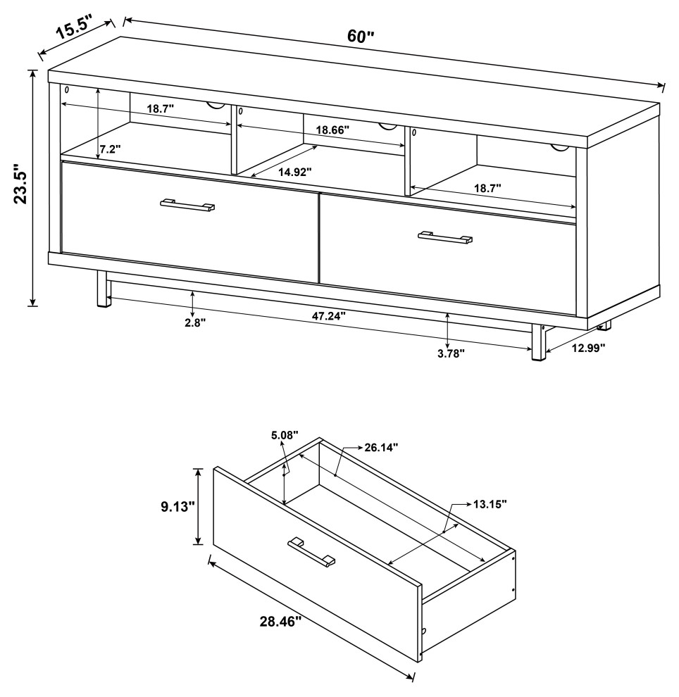 Casey 2 drawer Rectangular TV Console Cappuccino   Modern   Entertainment Centers And Tv Stands   by Modon  Houzz