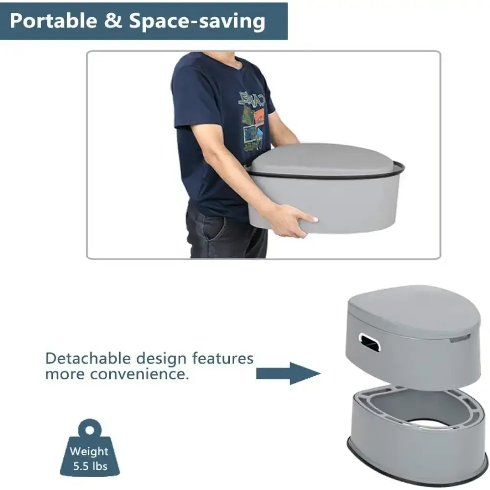 Portable Travel Toilet Detachable Toilet Lightweight Outdoor Indoor Toilet for Camping Grey/White/Brown