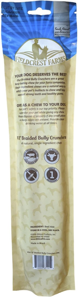 Fieldcrest Farms Premium Dog Chews Bully Crunchers 12\