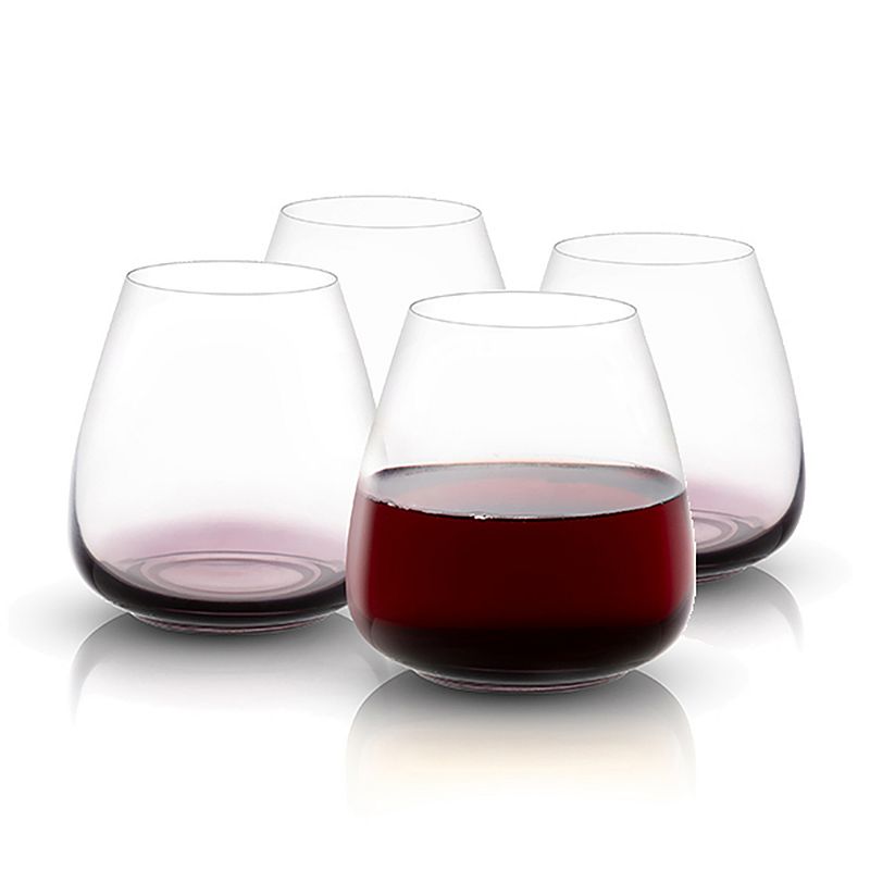 JoyJolt Black Swan 4-pc. Crystal Stemless Red Wine Glass Set