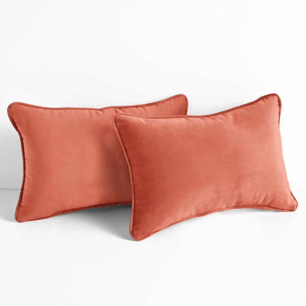 Sorra Home Solid Velvet Indoor Corded Pillow Set of 2