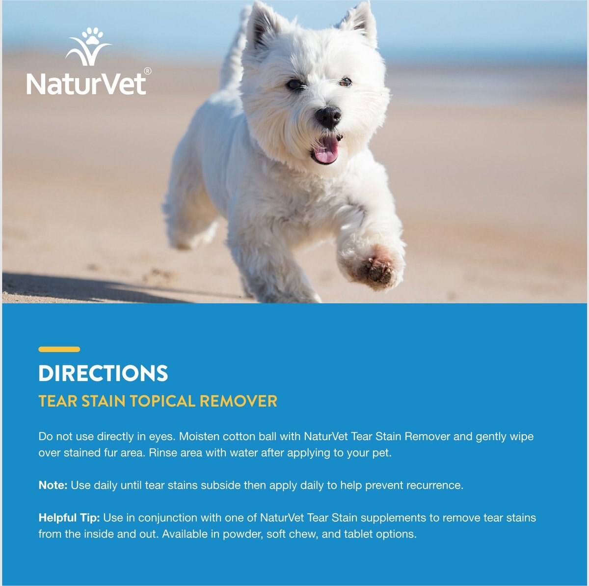 NaturVet Tear Stain Remover + Aloe Dog and Cat Liquid Topical Formula