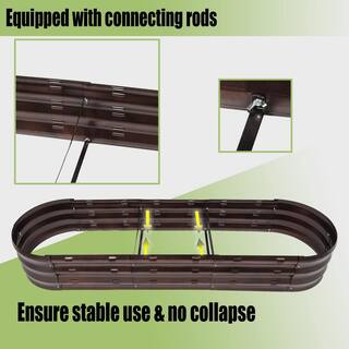 LuxenHome 5.6 ft. Oval Brown Metal Garden Bed WHPL431