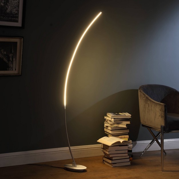 Modern Arc Metal Tube Floor Lamp includes Led Light Bulb Silver Ore International