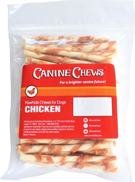 Canine Chews 5-inch Rawhide Twist Chicken Flavor Dental Dog Chews