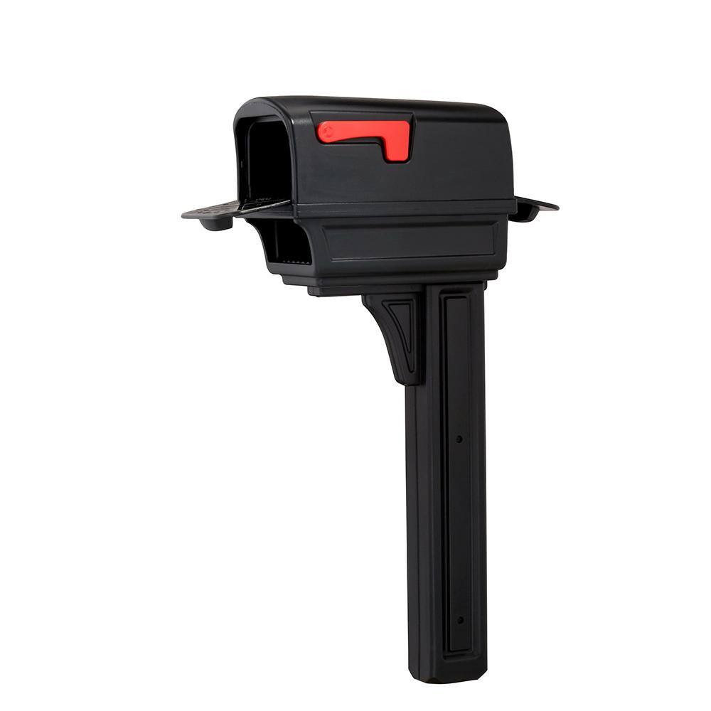 Architectural Mailboxes Gentry Black Medium Plastic All-in-One Mailbox and Post Combo GGC1B00AM