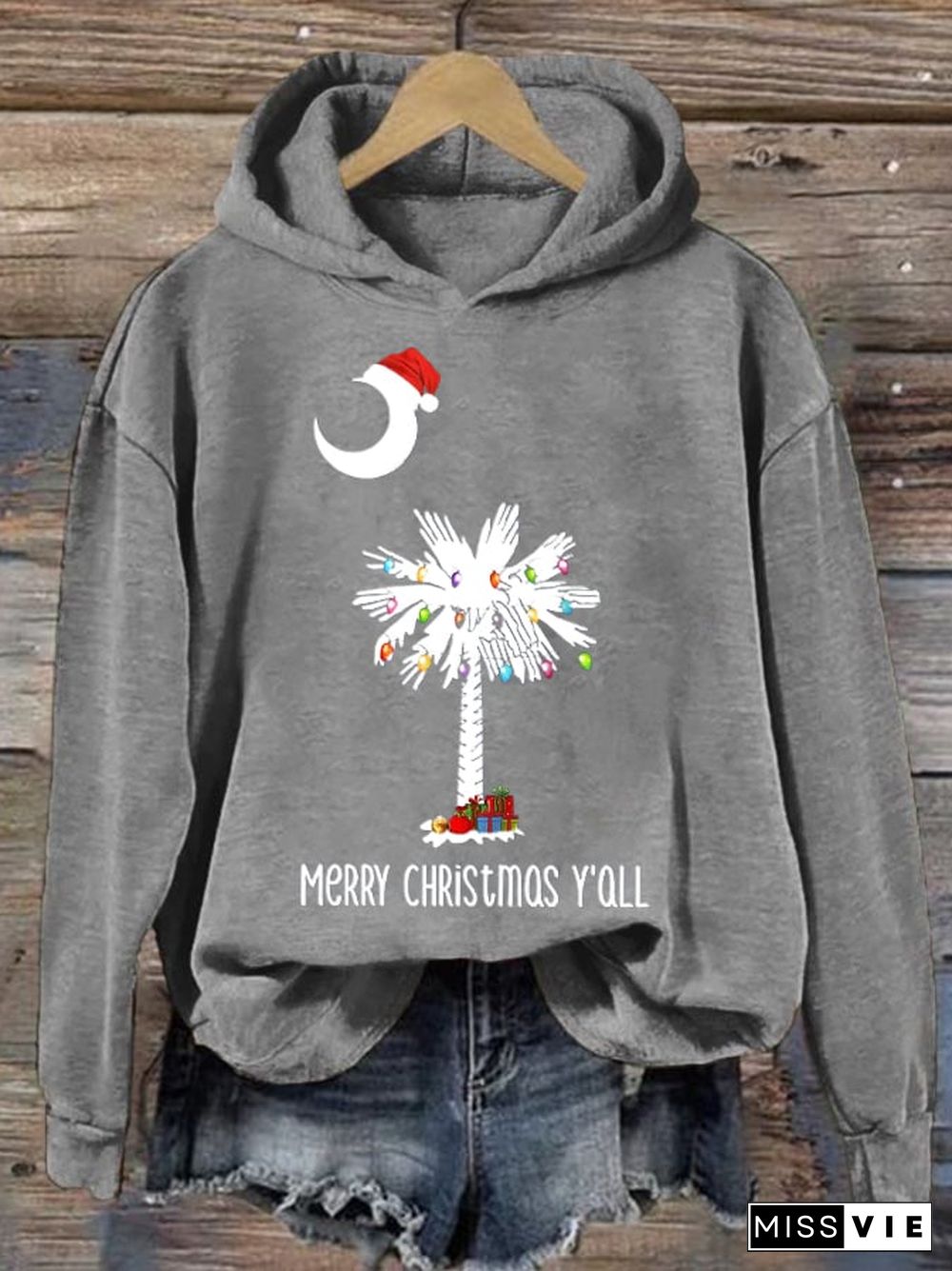 Women's Merry Christmas Y’all Print Hoodie