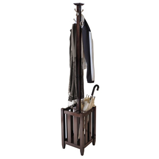 Memphis Coat Tree amp Umbrella Rack Walnut Finish Winsome