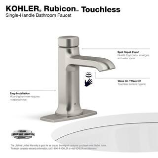 KOHLER Rubicon Battery Powered Touchless Single Hole Bathroom Faucet in Vibrant Brushed Nickel K-R32928-4D-BN