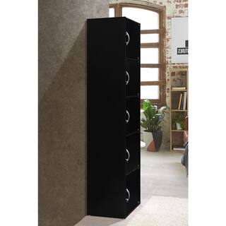 HODEDAH 59 in. Black Wood 5-shelf Standard Bookcase with Doors HID5 BLACK