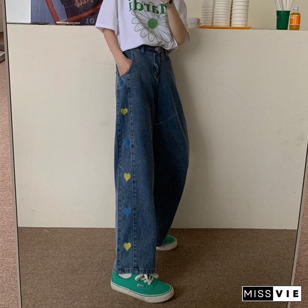 Woman Jeans High Waist Clothes Wide Leg Denim Clothing Blue Streetwear Vintage Quality Fashion Harajuku Straight Pants