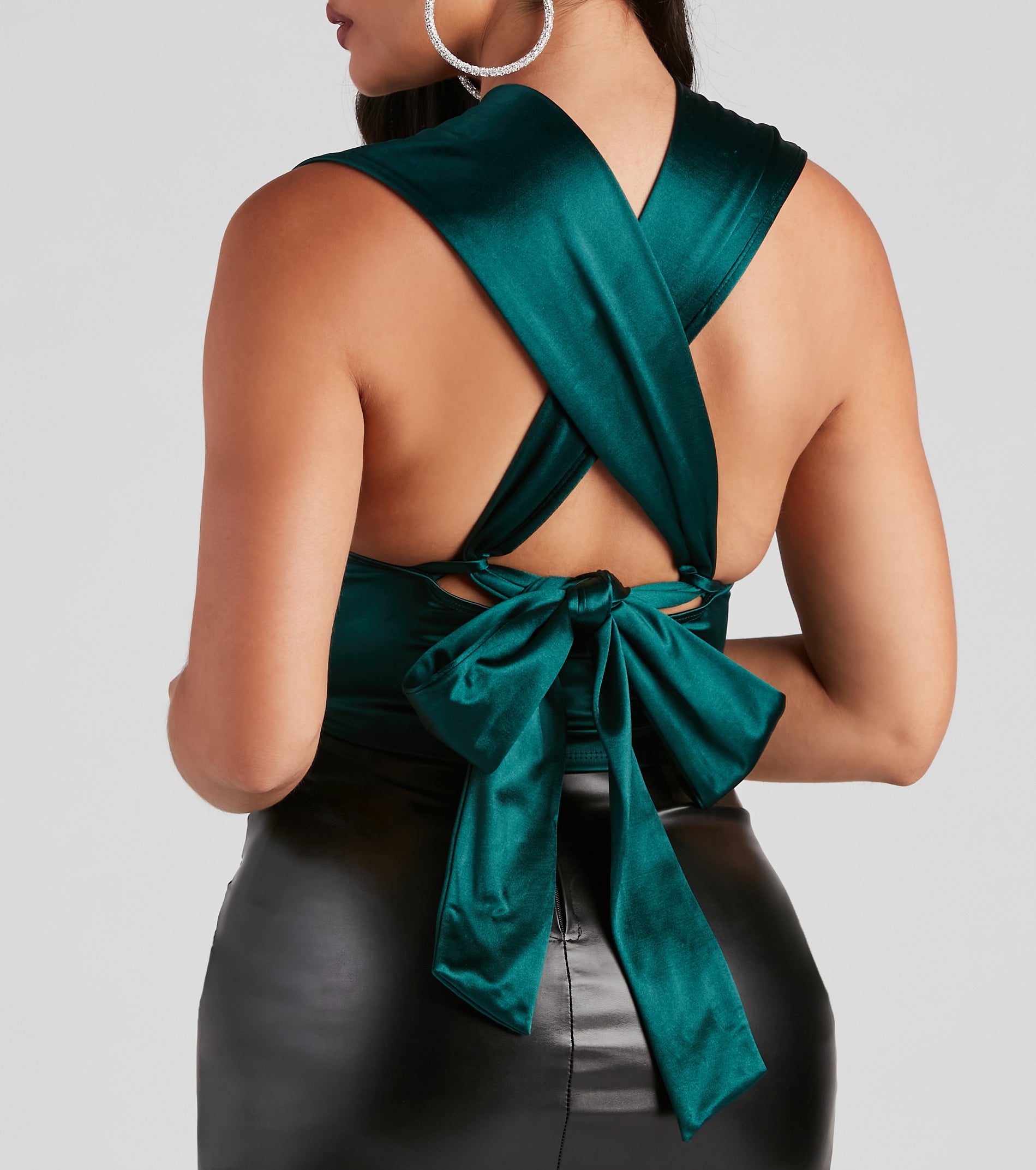 Sleek Satin Convertible Crop Top