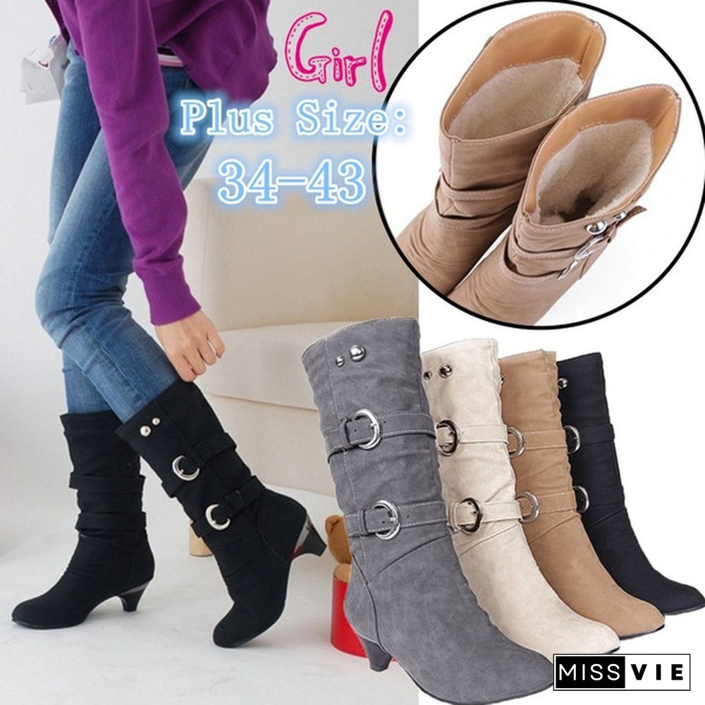 Autumn and Winter Women's Fashion Cotton Scrubs Ladies Winter Warm Boots Snow Boots Plus Size 34-43