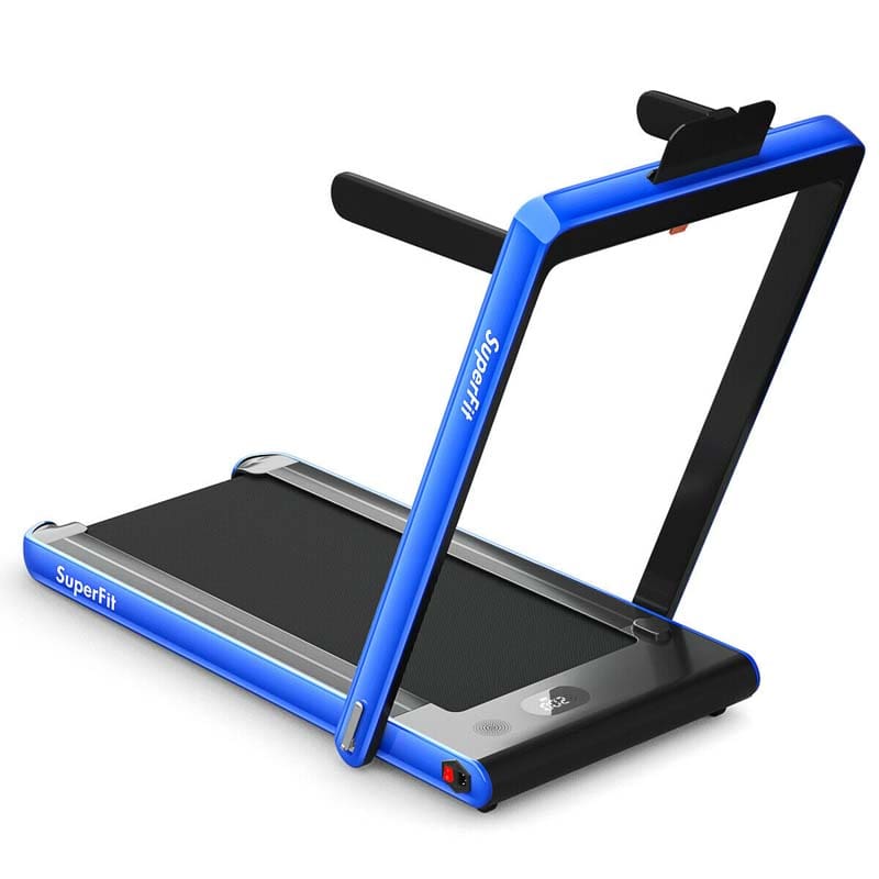 2 in 1 Folding Treadmill, 2.25HP Under Desk Electric Treadmill, Portable Walking Running Machine with Dual Display & Smart App Control