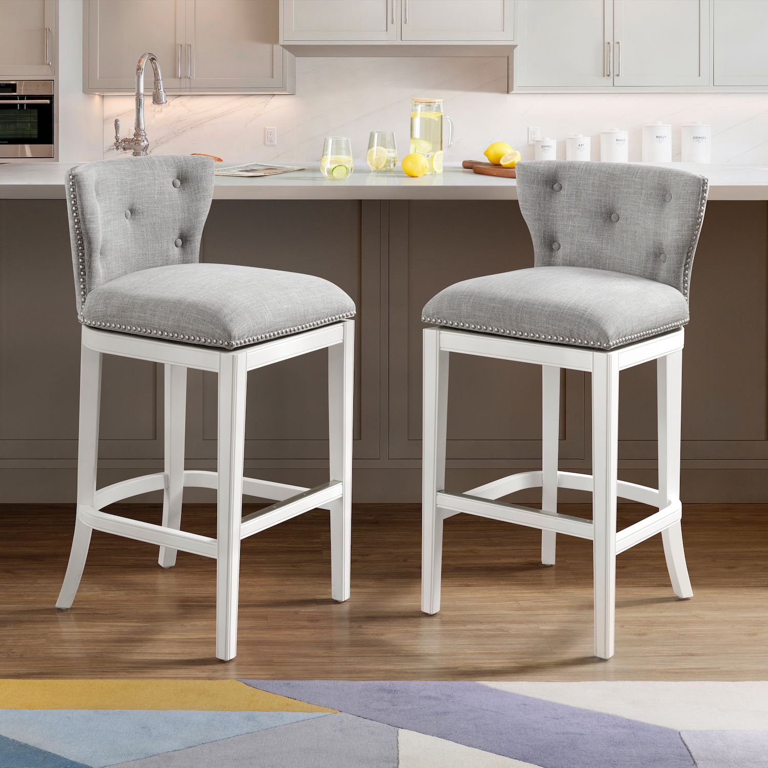 Alaterre Furniture Miranda Swivel Bar Stool 2-piece Set