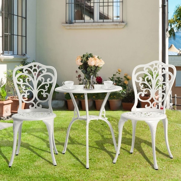 Outdoor Patio Cast Aluminum 3 Piece Bistro Set