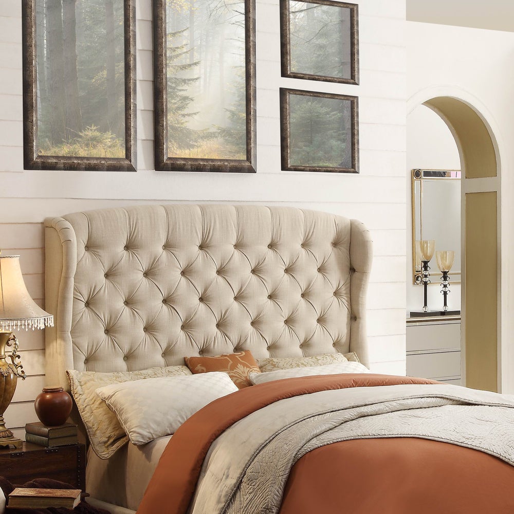 Moser Bay Furniture Feliciti Beige Tufted with Wings Queen Upholstery Headboard - - 10586559