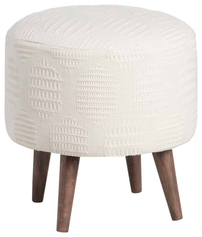 Anya Cream Round Stool   Midcentury   Footstools And Ottomans   by Crestview Collection  Houzz