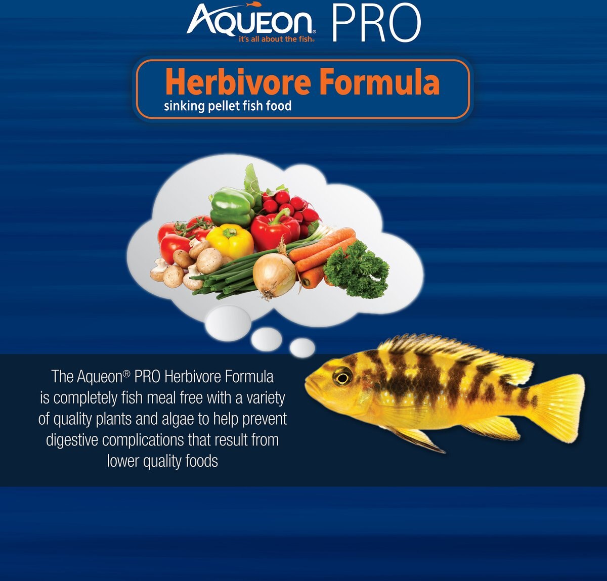 Aqueon PRO Herbivore Formula Fish Food， 5-oz jar