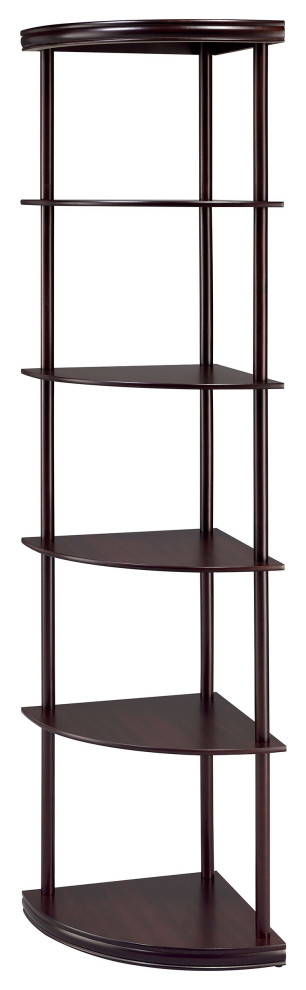 Losino 5 shelf Corner Bookshelf Cappuccino Corner Bookcase Brown   Modern   Bookcases   by Modon  Houzz