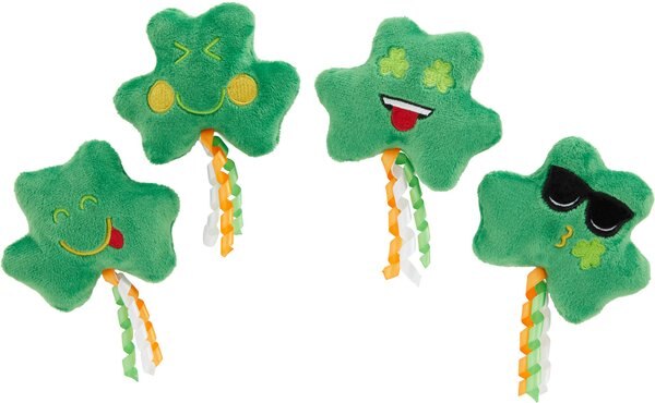 Frisco St. Patrick's Shamrocks Cat Toy with Catnip， 4 count