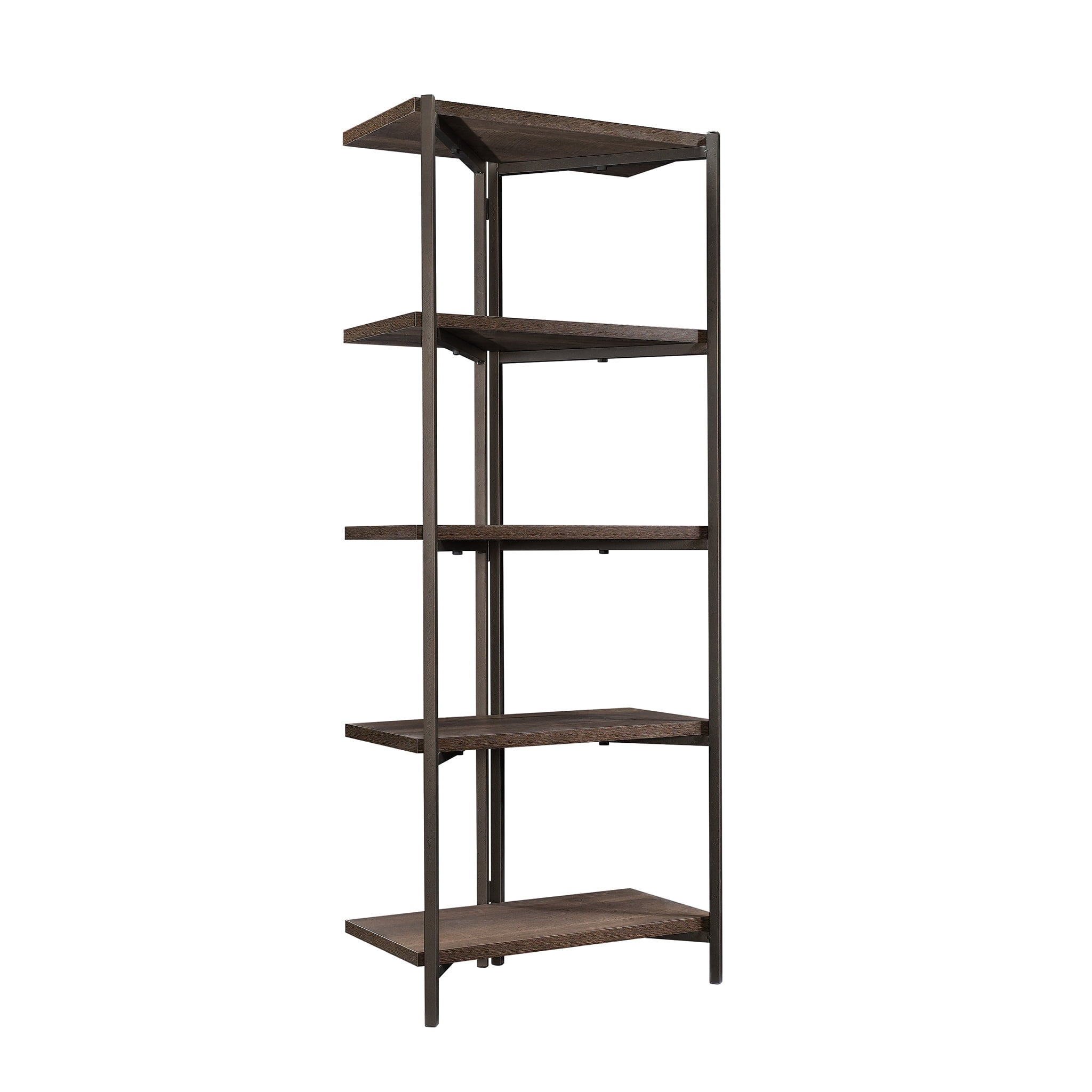 Sauder Curiod 5 Shelf Bookcase, Smoked Oak Finish