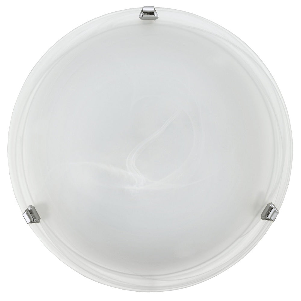 Britalia BR7184 Chrome & Alabaster Glass Flush Ceiling Light 400mm