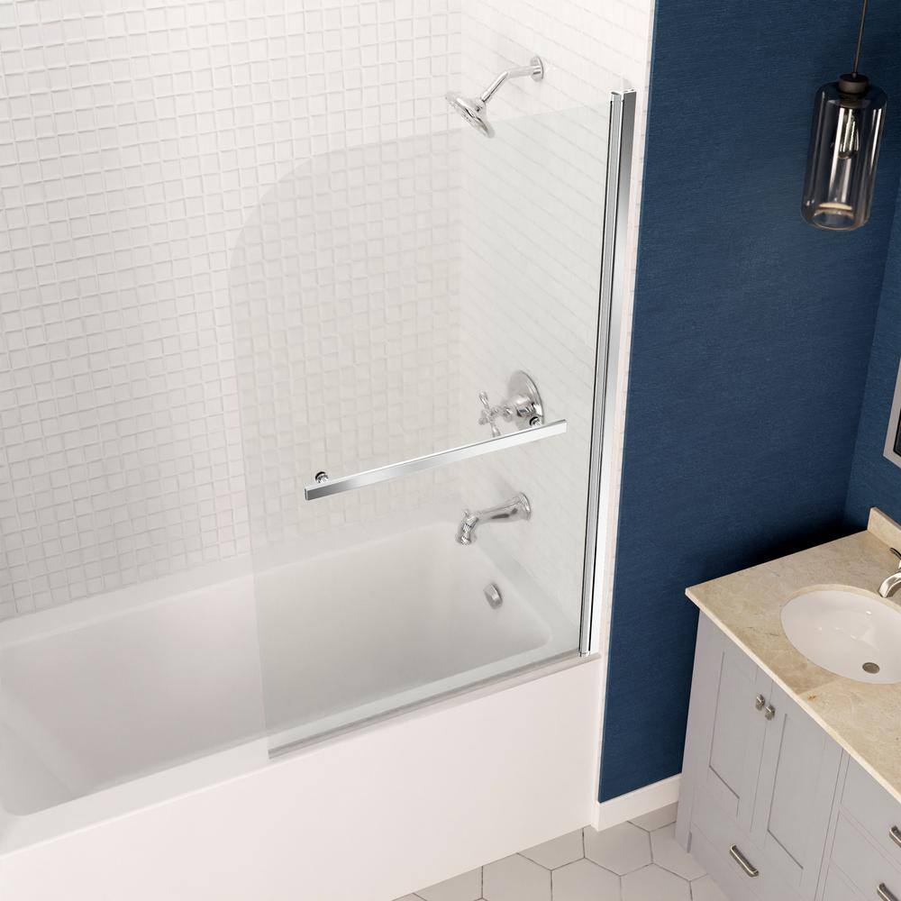 ANZZI 5 ft. Right Drain 34 in. x 58 in. Tub in White with Frameless Tub Door with Chrome Finish Hardware SD05301CH-3060R