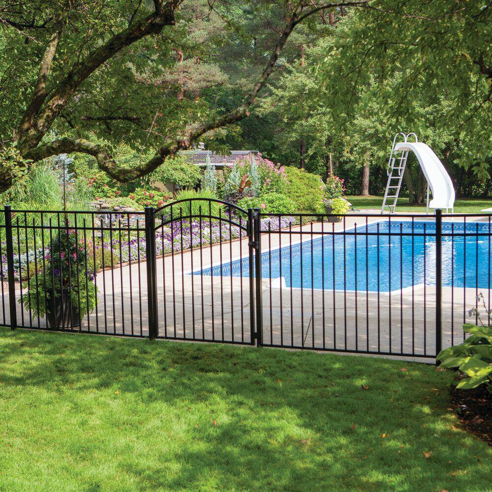 Barrette Outdoor Living Brilliance Standard-Duty 4-12 ft. H x 6 ft. W Black Aluminum Pre-Assembled Fence Panel 73002354