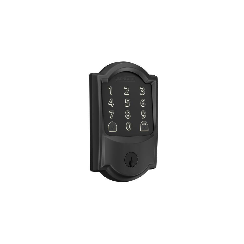 Schlage Camelot Matte Black Electronic Encode Smart WiFi Deadbolt with Alarm BE489WB CAM 622