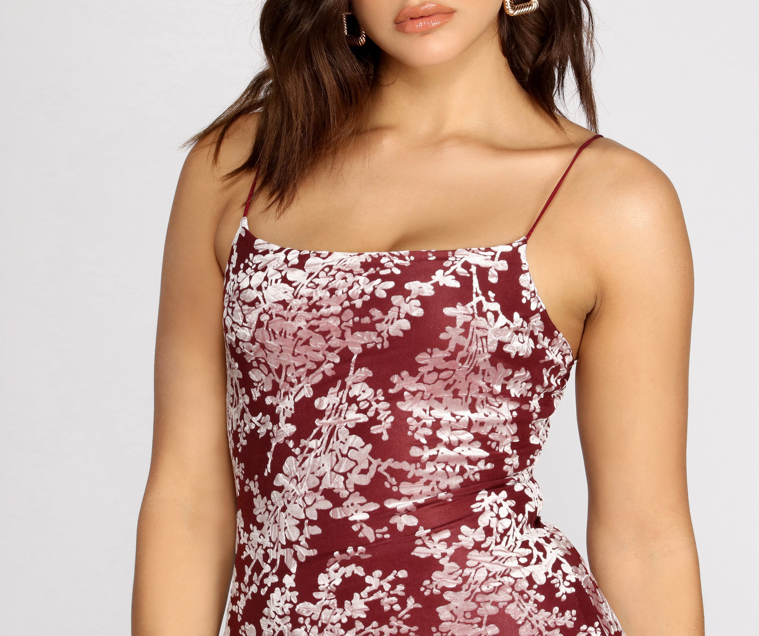 Burnout Out Flocked Floral Mini Dress