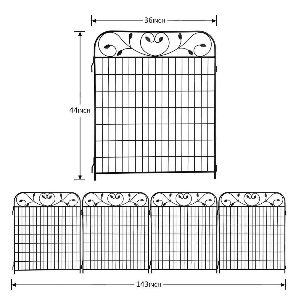 FENCY 44 in. Black Galvanized Metal Decorative Outdoor Garden Border Fence HD-A-HW89014