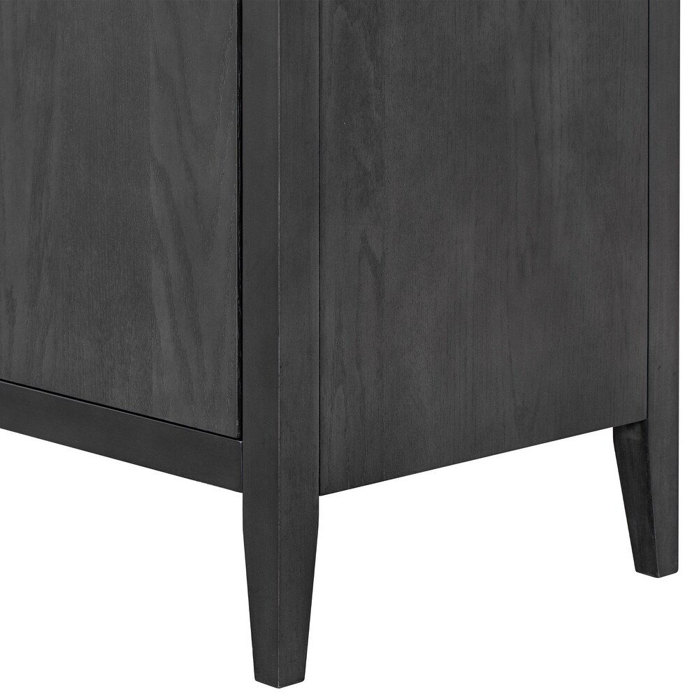 Modern Storage Cabinet Sideboard with 3 Metal Handles   3 Doors  Wooden Cabinet with Adjustable Shelf for Entryway  Living Room