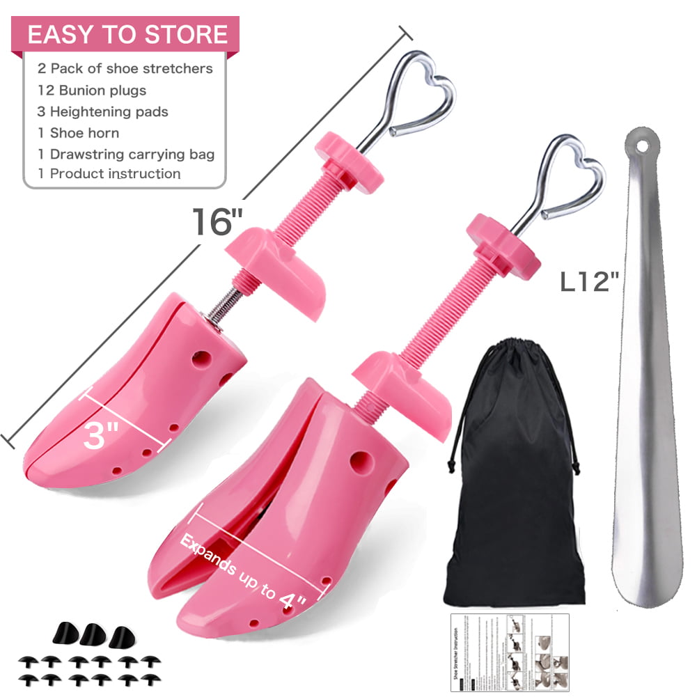 LANNEY Shoe Stretcher for  Women Men 4-Way Shoe Expander Widener， Pink Plastic