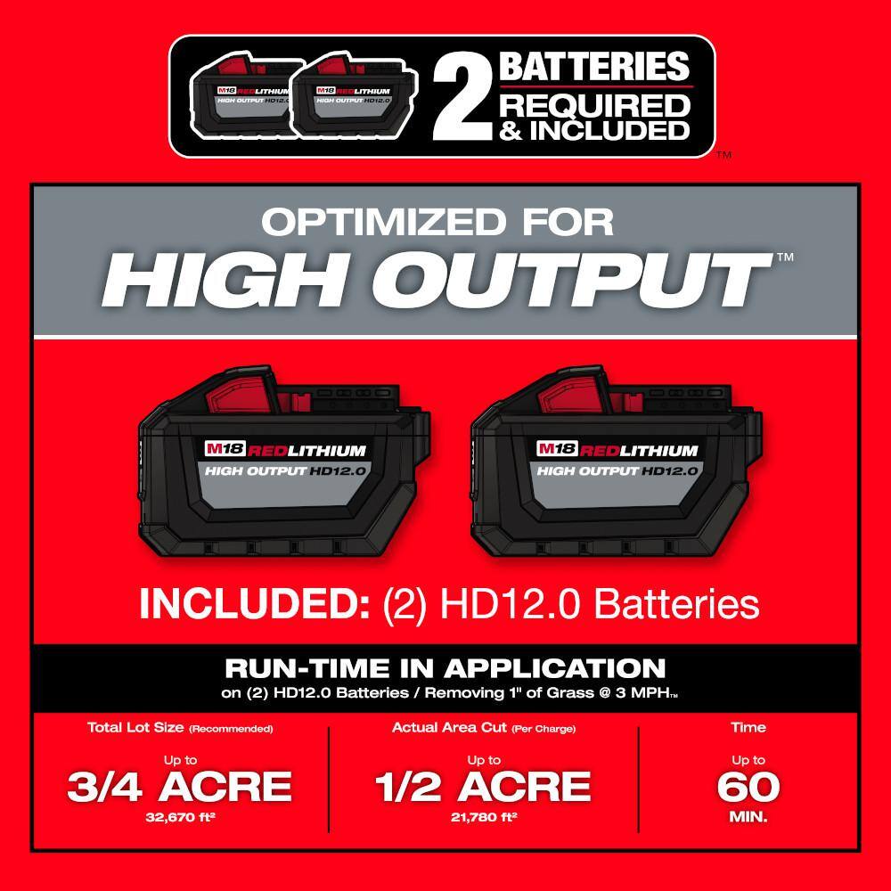 MW M18 FUEL Brushless Cordless 21 in. Walk Behind Dual Battery Self-Propelled Mower w(2) 12Ah Batteries  Safety Glasses 2823-22HD-48-73-2010