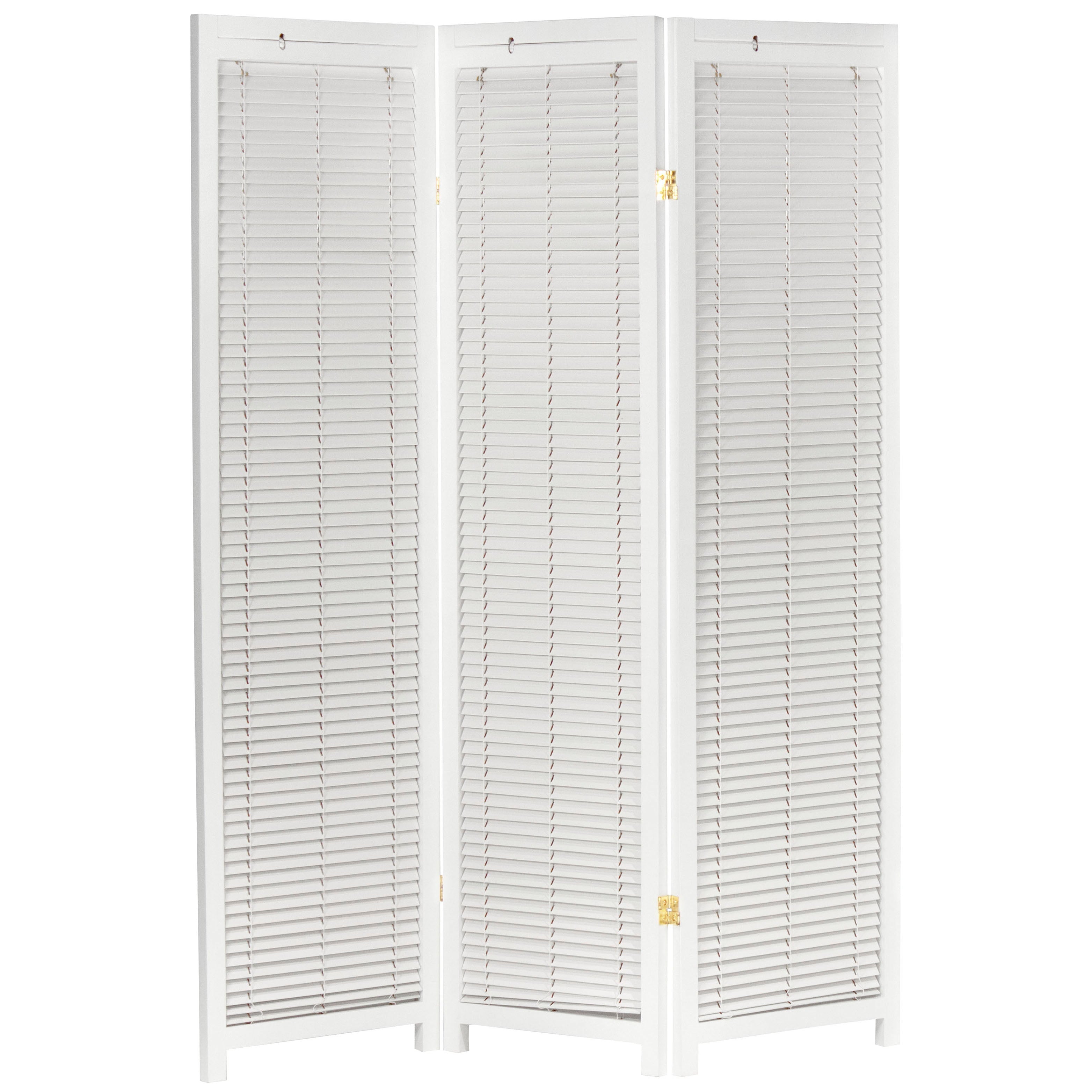 Oriental Furniture 6 ft. Tall Adjustable Shutter Room Divider White - 3 Panel