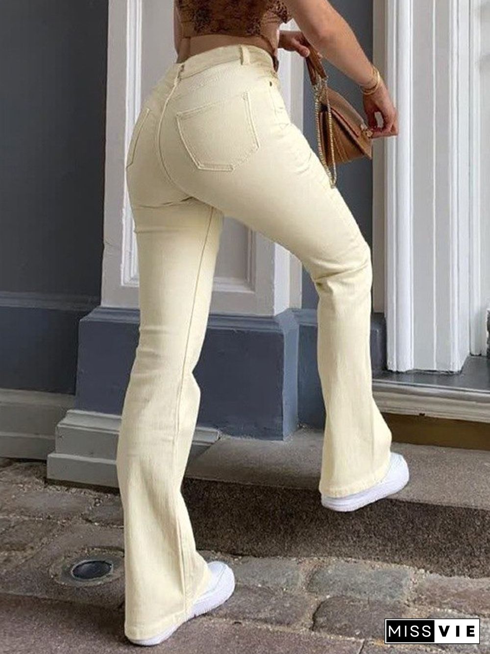 Vintage Cream Y2K Flare Jeans