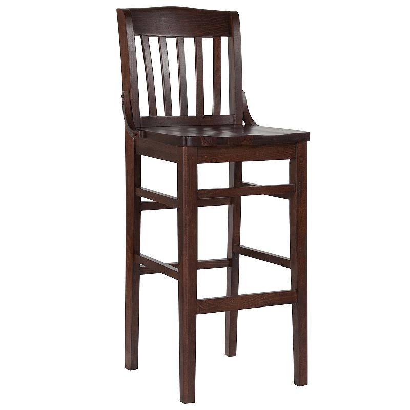 Emma and Oliver School House Back Mahogany Wood Barstool