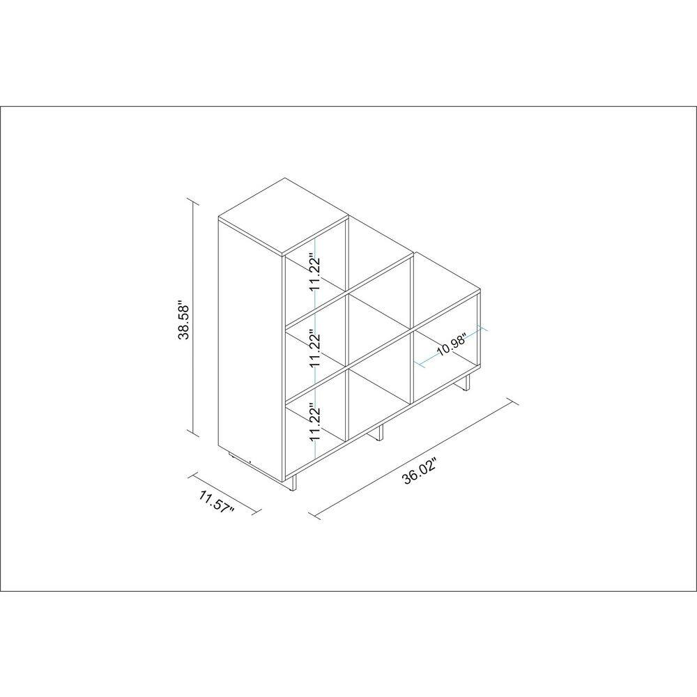 Manhattan Comfort Cascavel 36.22 in. W x 11.41 in. D Sophisticated White Stair Cubby Shelf 26AMC6