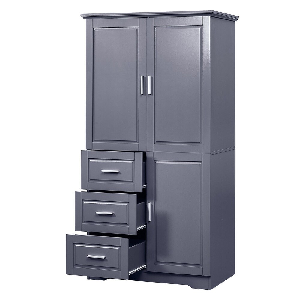 32 in. W x 72 in. H Storage Cabinet with Doors and Three Drawers   32\