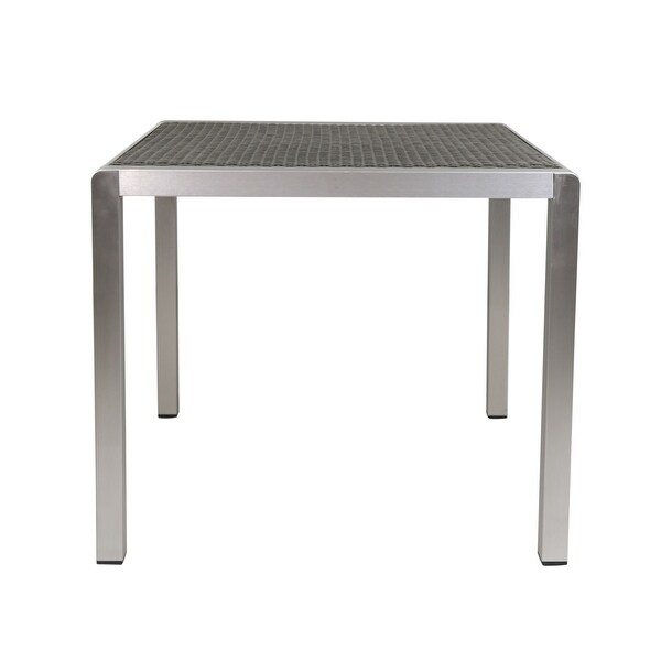 Outdoor Square Dining Table Anodized Aluminum Wicker Table Top for Dining Room，Kitchen，Easy Assembly