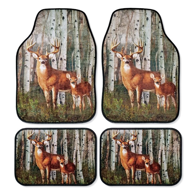 Collections Etc 4 pack Majestic Northwoods Deer Car Mat Set