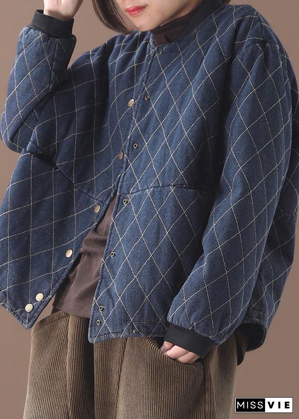 fine plus size snow jackets plaid winter coats blue winter short coat