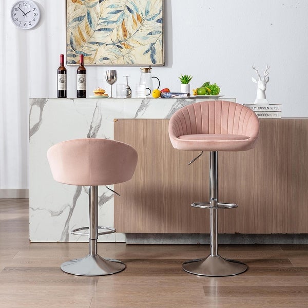 Modern Bar Stools with Back and Footrest， set of 2