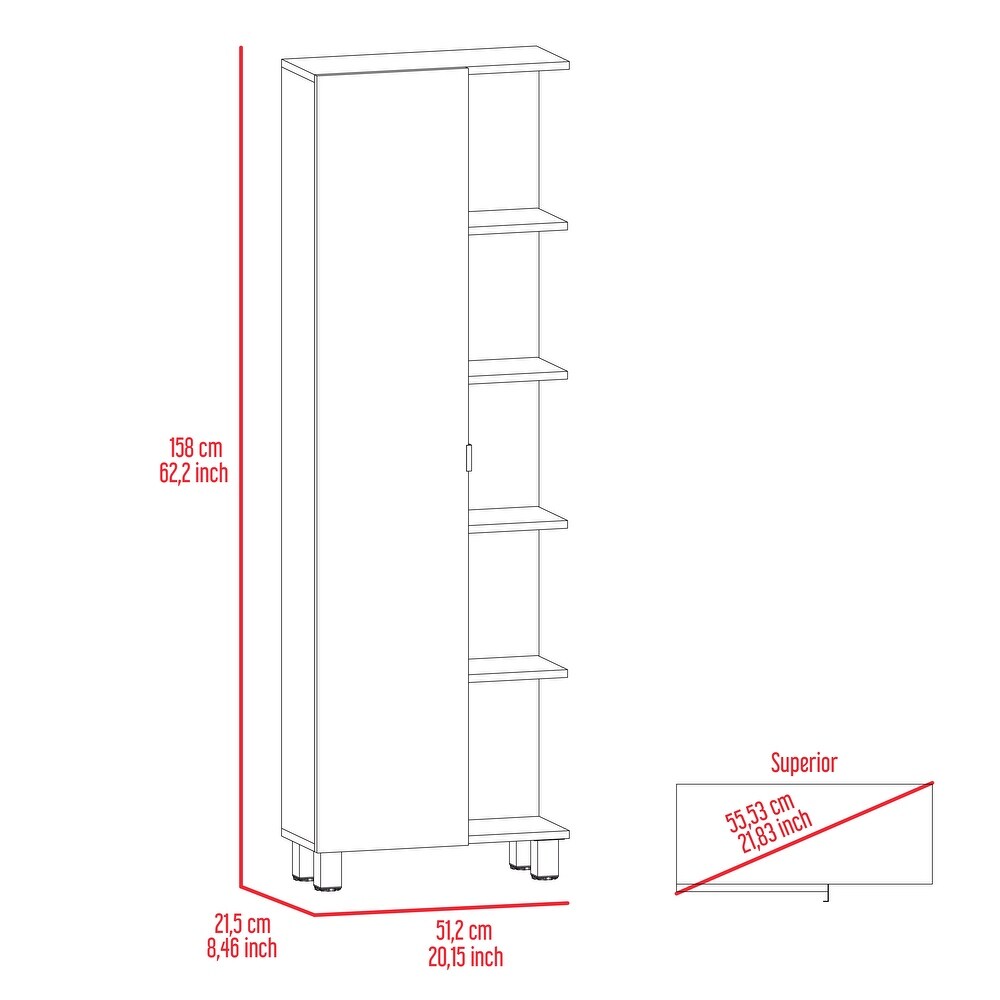 Corner Cabinet  Five Open Shelves  Single Door