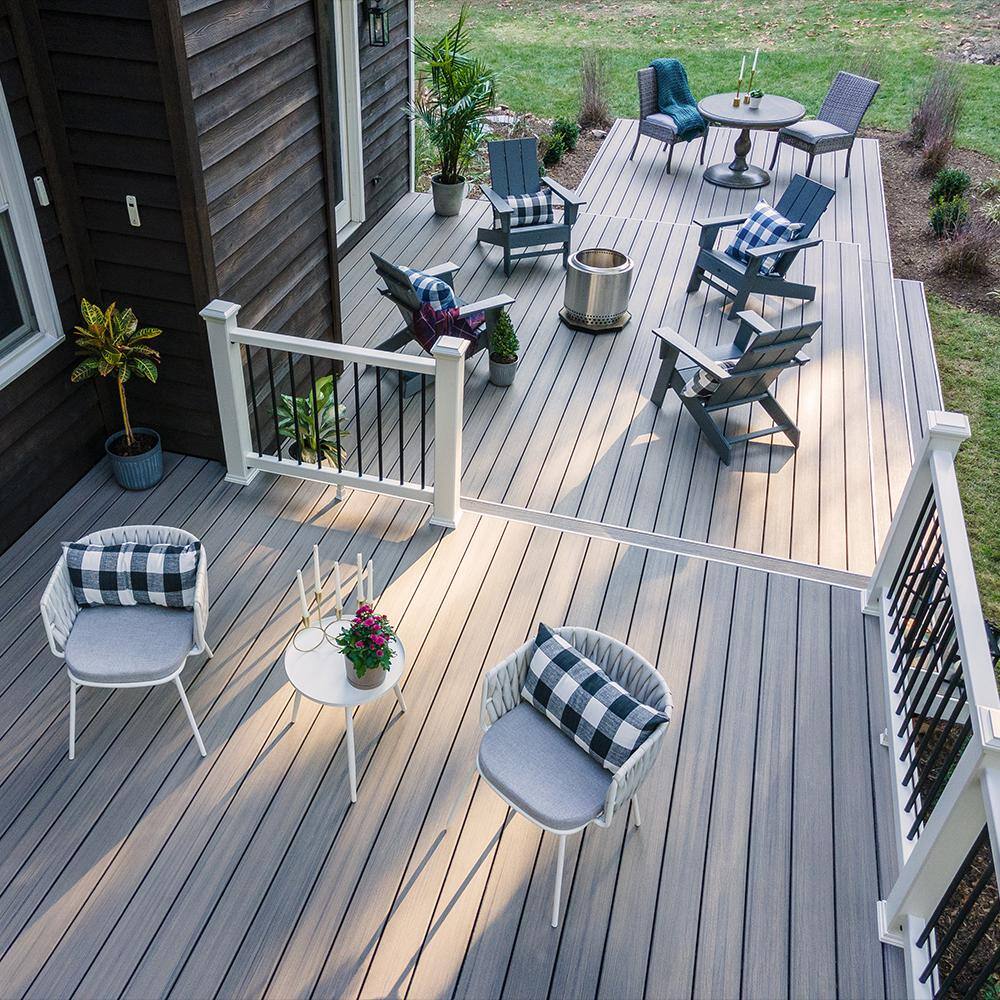 Trex Enhance Naturals 1 in. x 6 in x 16 ft. Rocky Harbor Grooved Edge Grey Composite Deck Board RH010616E2G01