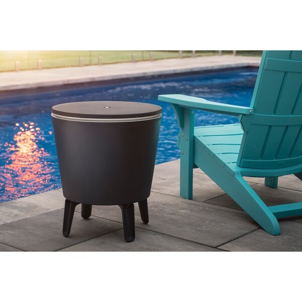 Keter Cool Bar Indoor Outdoor Patio Beverage Cooler and Bar PopUp Side Table